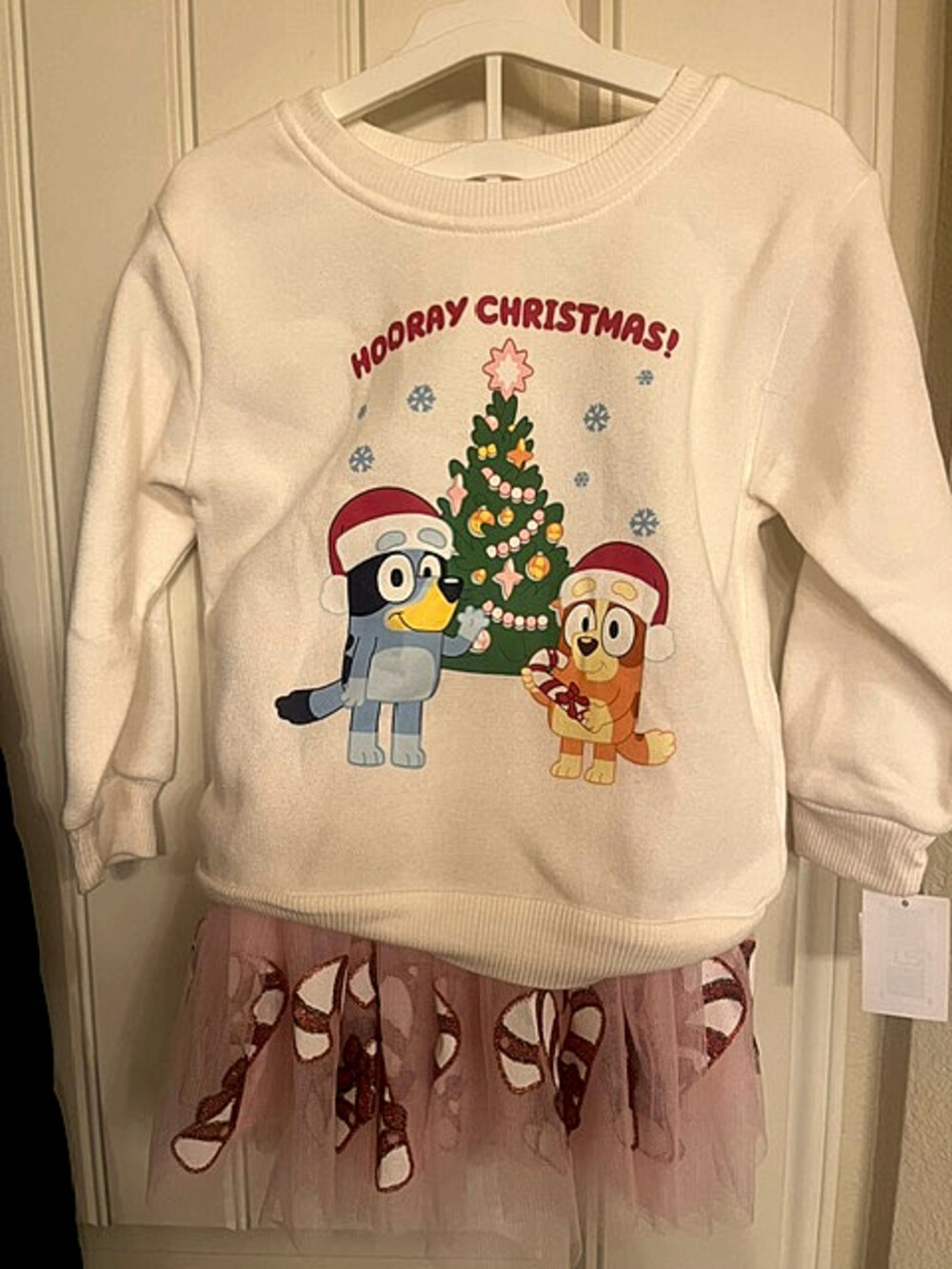 Bluey Christmas Toddler Sweatshirt Cream Size 4T Holiday Crewneck
